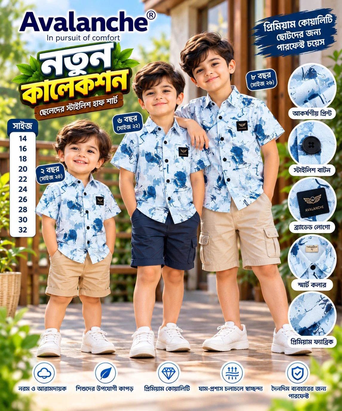 ছেলেদের প্রিমিয়াম স্টাইলিশ হাফ শার্ট
